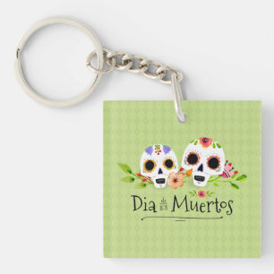 Blommigt Sugar Döskallars Dia de Muertos Nyckelk
