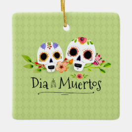 Blommigt Sugar Döskallars Dia de Muertos | Ornamen Julgransprydnad Keramik