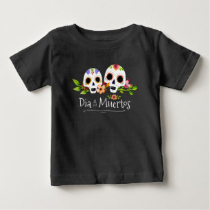 Blommigt Sugar Döskallars Dia de Muertos Shirt T