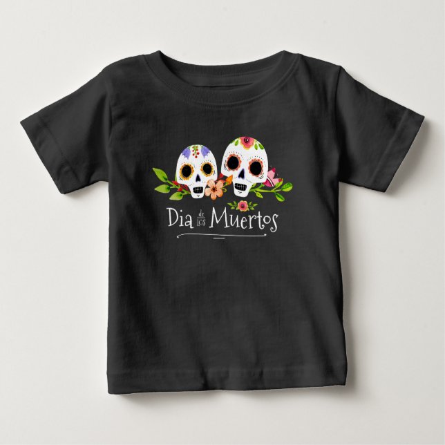 Blommigt Sugar Döskallars Dia de Muertos | Shirt T Shirt (Framsida)