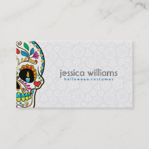 Blommigt Sugar Skull Bränning av ljus Visitkort