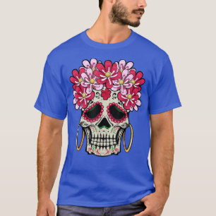 Blommigt Sugar Skull Dead Day Flowers Bone Skeleto T Shirt