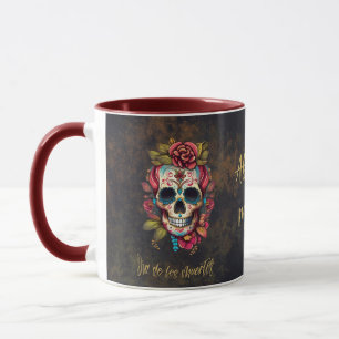 Blommigt Sugar Skull Dia de los Muertos Memory Mugg