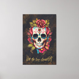 Blommigt Sugar Skull Día de los Muertos Spain Canvastryck