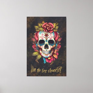 Blommigt Sugar Skull Día de los Muertos Spain Canvastryck