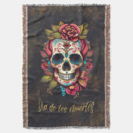 Blommigt Sugar Skull Día de los Muertos Spain Filt
