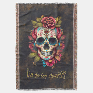 Blommigt Sugar Skull Día de los Muertos Spain Filt