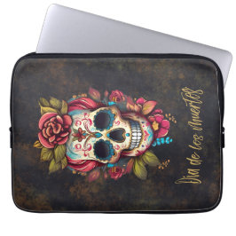 Blommigt Sugar Skull Día de los Muertos Spain Laptop Fodral