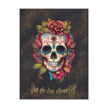 Blommigt Sugar Skull Día de los Muertos Spain