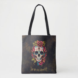 Blommigt Sugar Skull Dia de los Muertos Spanska Tygkasse