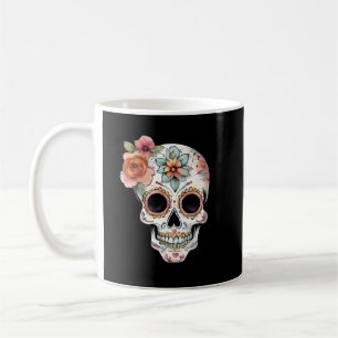 Blommigt Sugar Skull Firande Kaffemugg