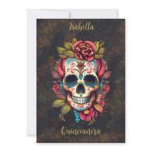 Blommigt Sugar Skull Quinceanera Birthday Spanska