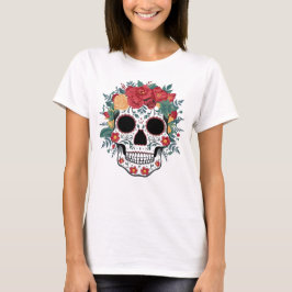 Blommigt Sugar Skull T Shirt