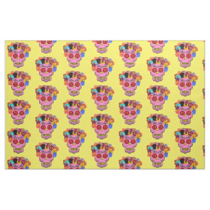 Blommigt Sugar Skull Tyg