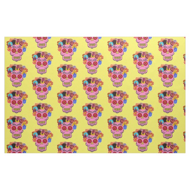 Blommigt Sugar Skull Tyg (Fat Quarter)