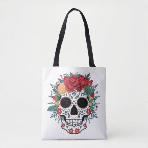 Blommigt Sugar Skull Tygkasse