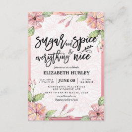 Blommigt Sugar & Spice & All Nice Baby Shower Inbjudningar