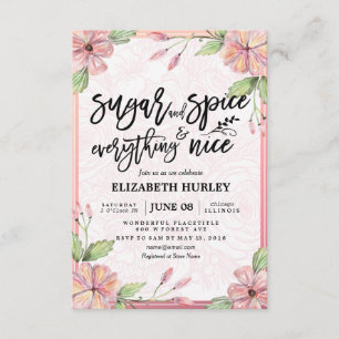 Blommigt Sugar & Spice & All Nice Baby Shower Inbjudningar
