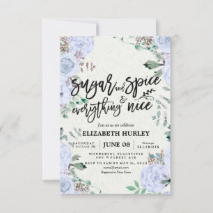 Blommigt Sugar & Spice & All Nice Baby Shower Inbjudningar