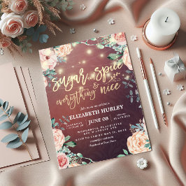 Blommigt Sugar & Spice & All Nice Baby Shower Inbjudningar