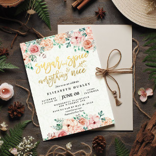 Blommigt Sugar & Spice & All Nice Baby Shower Inbjudningar