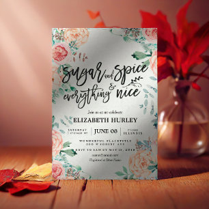 Blommigt Sugar & Spice & All Nice Baby Shower Inbjudningar
