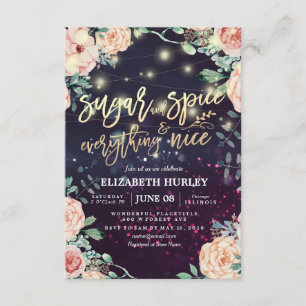 Blommigt Sugar & Spice & All Nice Baby Shower Inbjudningar