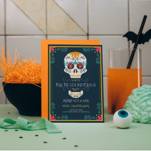 Blommigt sugars head Dia De Los Muertos Inbjudningar