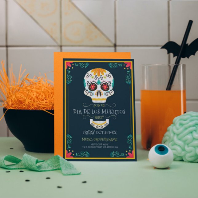 Blommigt sugars head Dia De Los Muertos Inbjudningar (Skapare uppladdad)