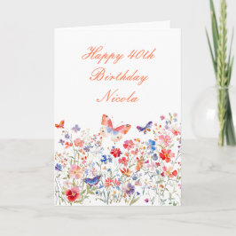 Blommigt Summer Butterfly Birthday Kort