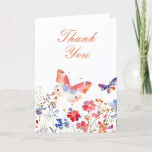 Blommigt Summer Butterfly Birthday Tack Kort