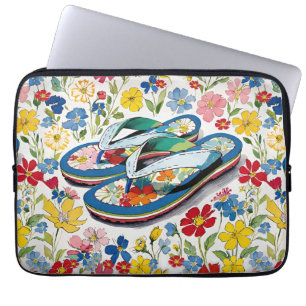 Blommigt Summer Flinflip flops och Wildblommor Laptop Fodral