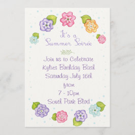 Blommigt Summer Soiree Inbjudningar