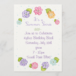 Blommigt Summer Soiree Inbjudningar