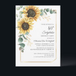 Blommigt Surprise 40:e födelsedagen Solros Eucalyp Inbjudningar<br><div class="desc">Skapa din egen söta och elegant blommigt-överraskningsinbjudan med vår inbjudan till solros eucalyptus greenery. Modern typografi och typsnitt med skript och geometrisk design på vit bakgrund. Använd den här designmallen helt och hållet för andra speciella tillfällen i ditt liv genom att klicka på "Redigera med Design Verktyg" som är kapslad...</div>