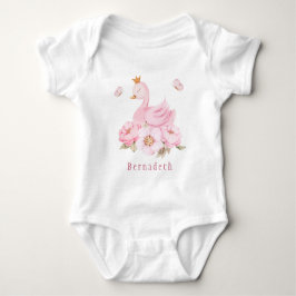 Blommigt Svan Princess 1:a födelsedag Baby Bodykos T Shirt