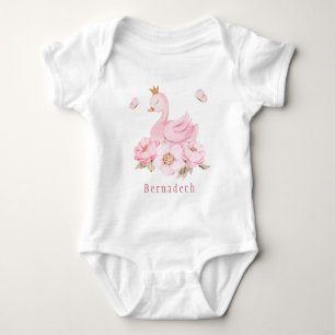 Blommigt Svan Princess 1:a födelsedag Baby Bodykos T Shirt