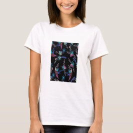 blommigt svart bakgrund mönster t shirt