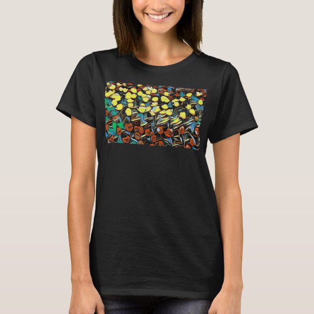 Blommigt - Svart - Drömning T Shirt (Framsida)
