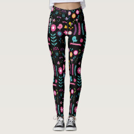 Blommigt - svart - Emo - Leggings