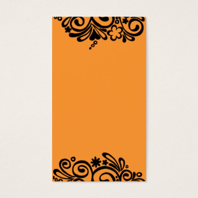 Blommigt svart på Orange Visitkort (Framsidan)