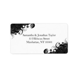 Blommigt Svarta och vita stora Returetiketter Adressetikett