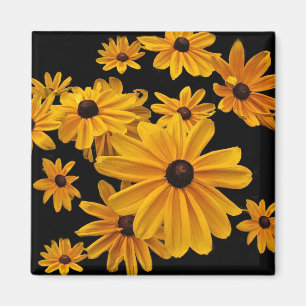 Blommigt Svartögd Susan Gult Flower Magnet