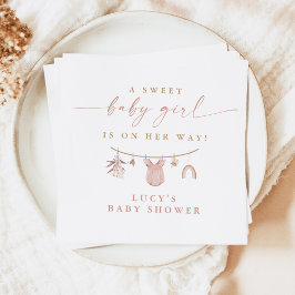 Blommigt Sweet Flicka Clothesline Baby Shower Pappersservett