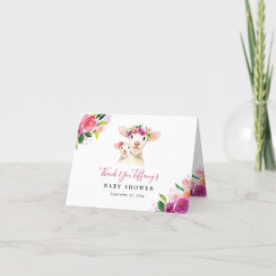 Blommigt Sweet Mamma och Baby Lamb Baby Shower Tack Kort