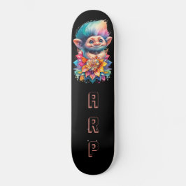 *~* Blommigt Sweet Troll AP89 Neon Rainbow Initial Mini Skateboard Bräda 18,5 Cm