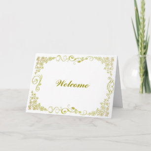 Blommigt Swirl Decorative Boarder med Välkommen Kort