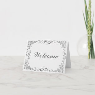 Blommigt Swirl Decorative Boarder med Välkommen Kort