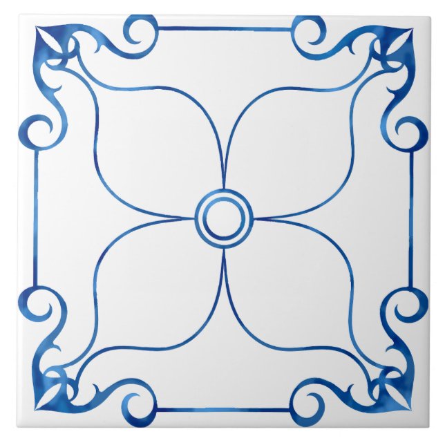 Blommigt Symmetry Mediterranean Ceramic Tile Kakelplatta (Framsidan)