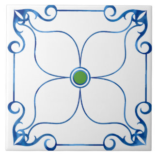 Blommigt Symmetry Mediterranean (Grönt) Kakelplatta